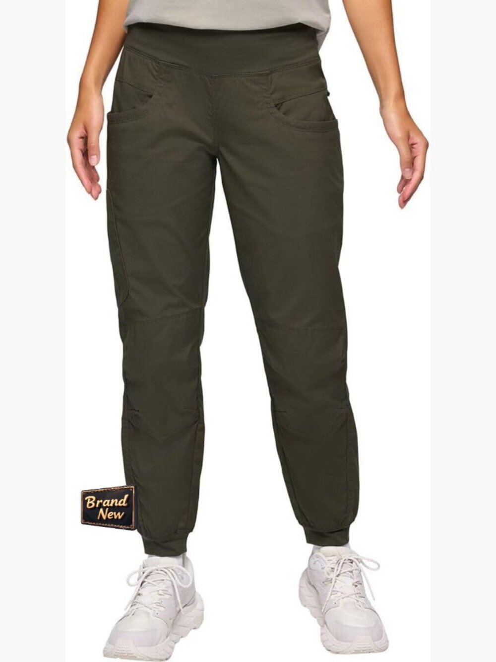 Womens Hiking Pants Straight Yoke Seaming Zipper Pocket Articulated Knees